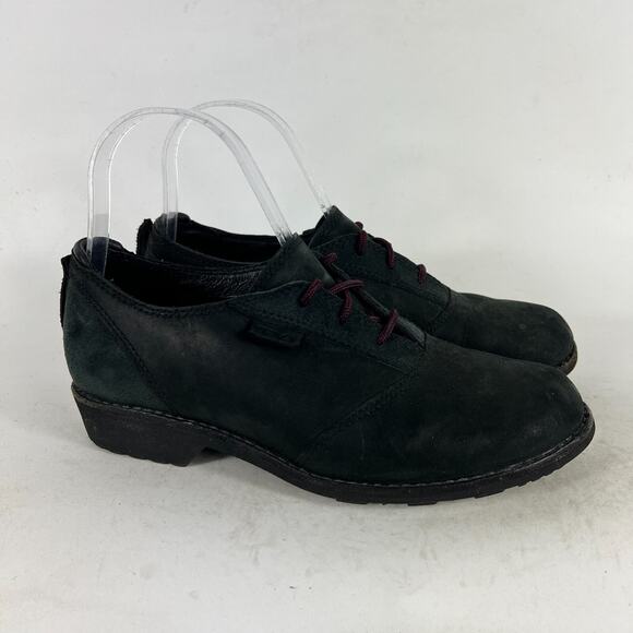 Teva De La Vina Dos Bison Oxfords Women 7.5 Black Leather Round Toe Casual Boots - Picture 2 of 12